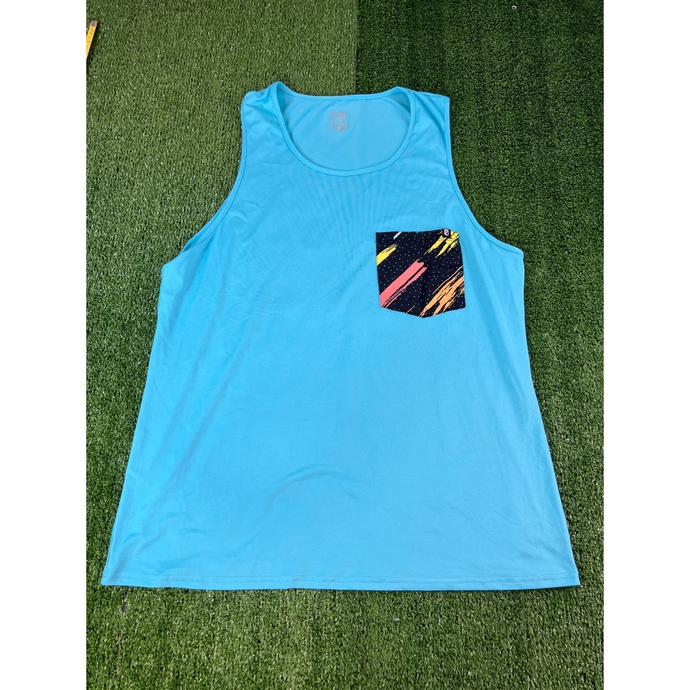 Born Primitive Mens Blue Athletic Training Tank Top Graphic Pocket Large LG